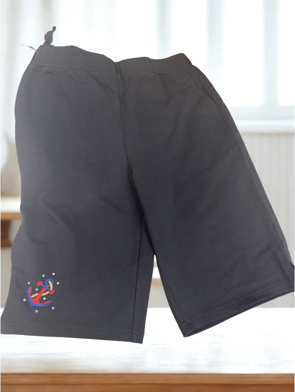 Quacker Factory French Terry Nautical Embroidered 11" Bermuda Shorts Size XXS